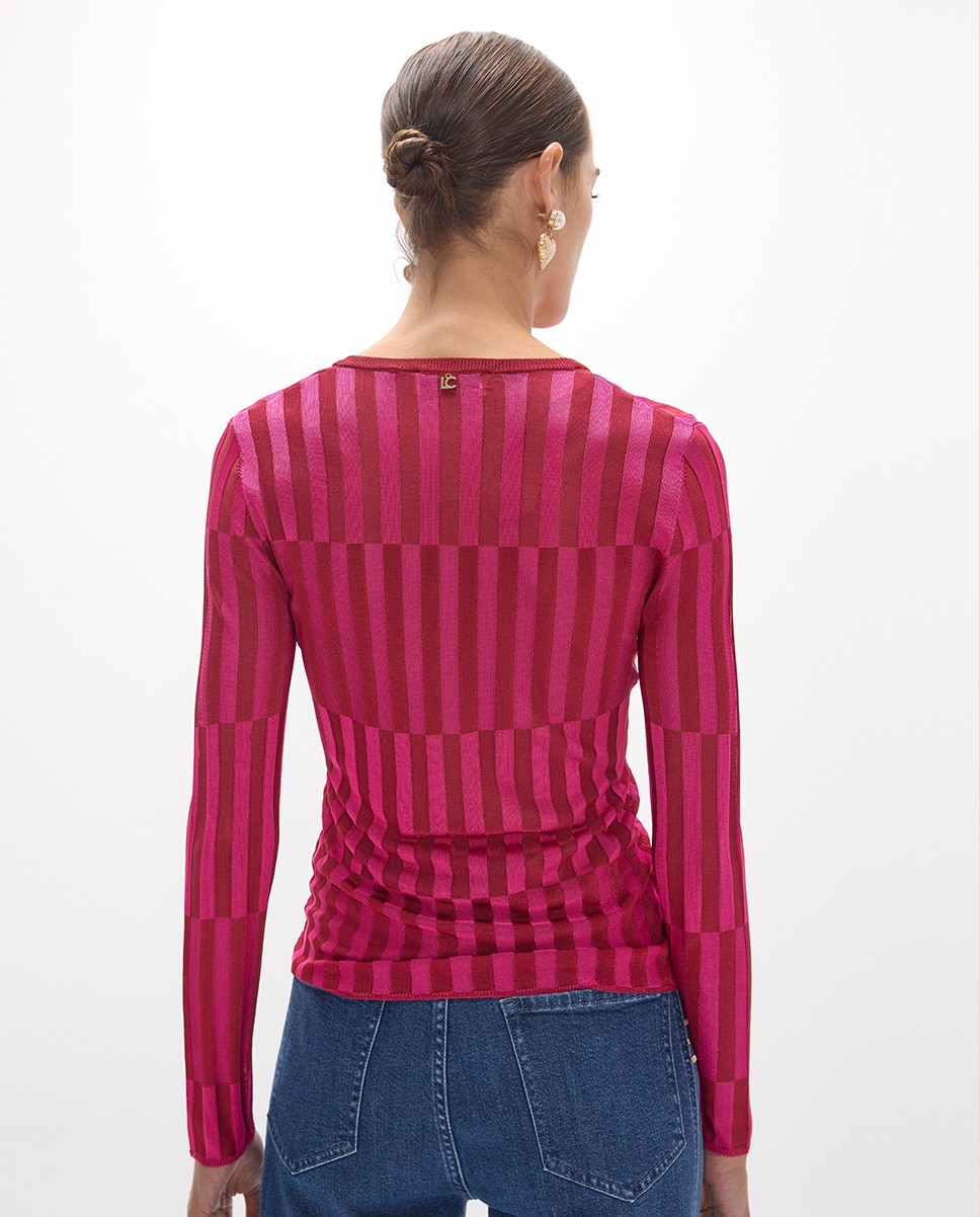 Jersey de mujer canales bicolor - Lola Casademunt - Fucsia Fucsia-3