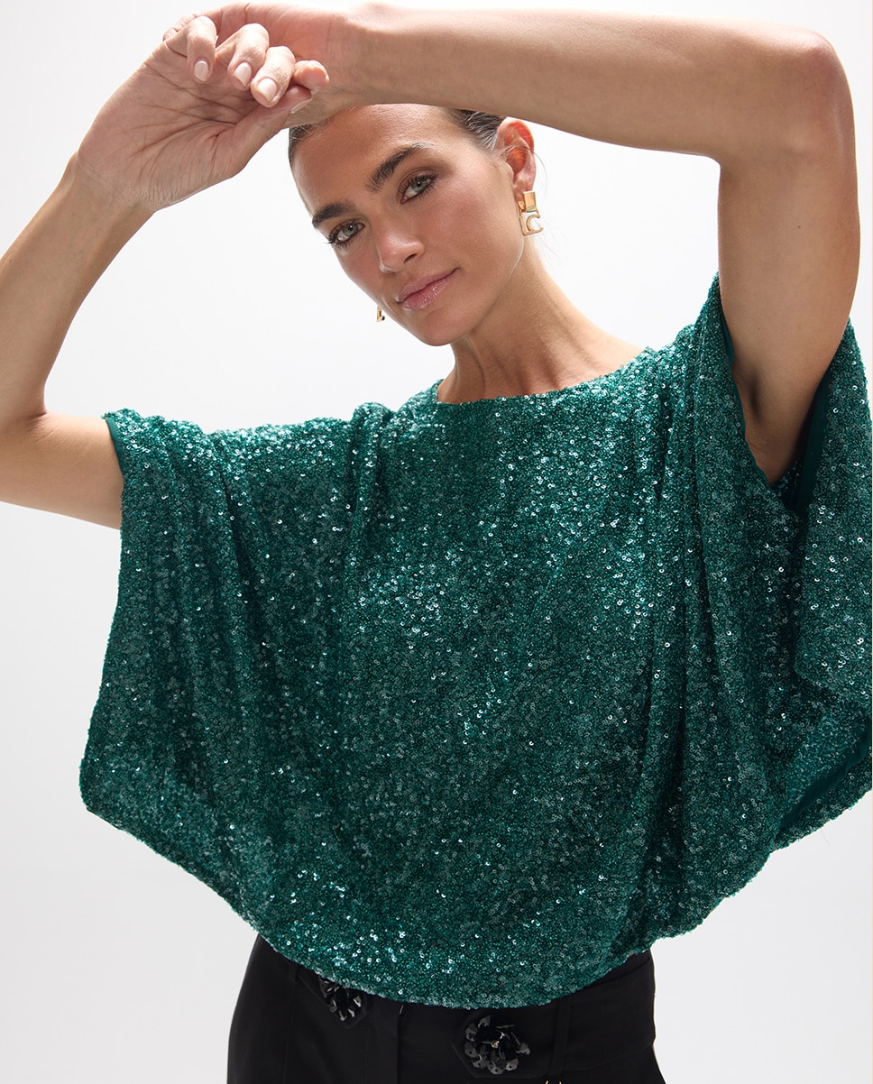 Camiseta de mujer de lentejuelas - Lola Casademunt - Verde Verde-2