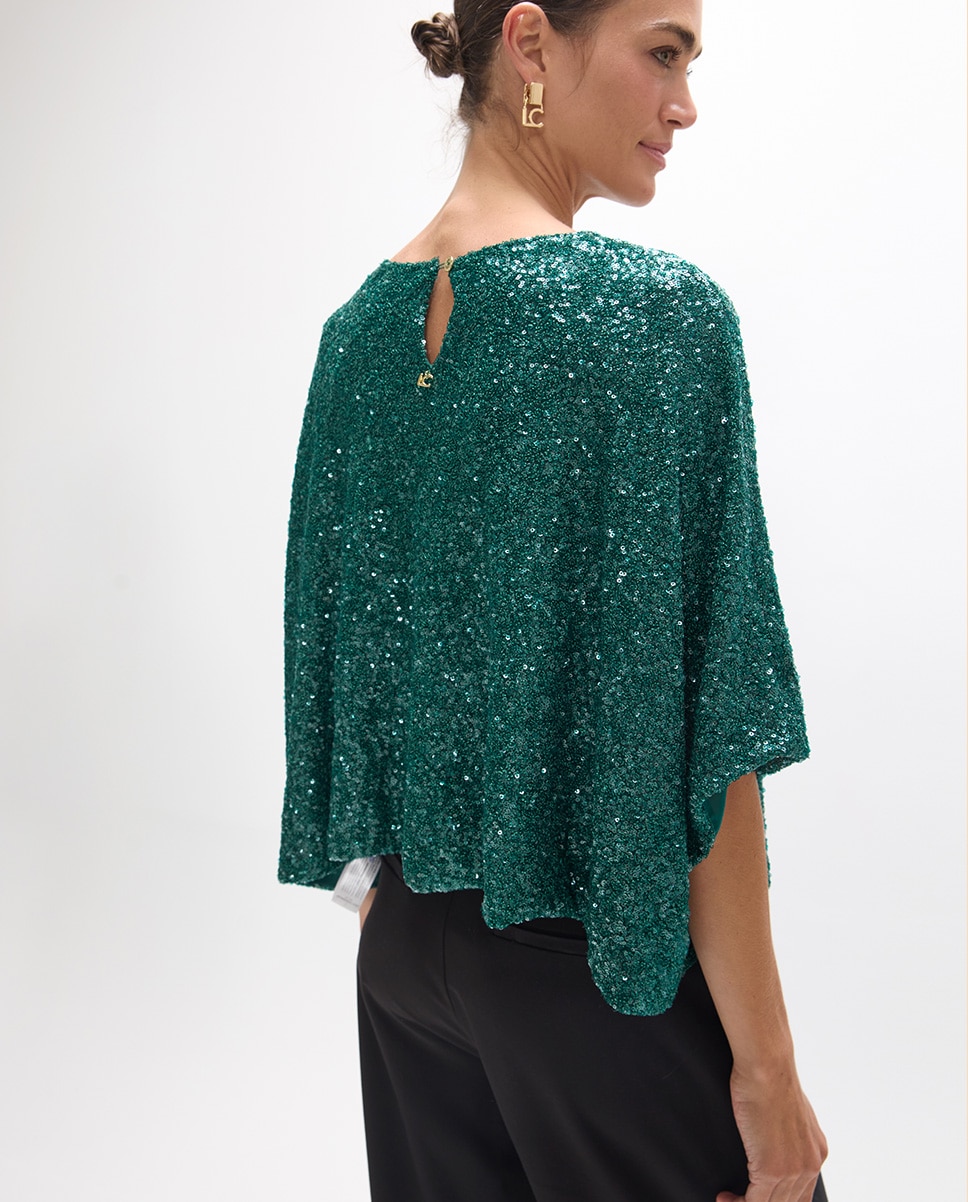 Camiseta de mujer de lentejuelas - Lola Casademunt - Verde Verde-3
