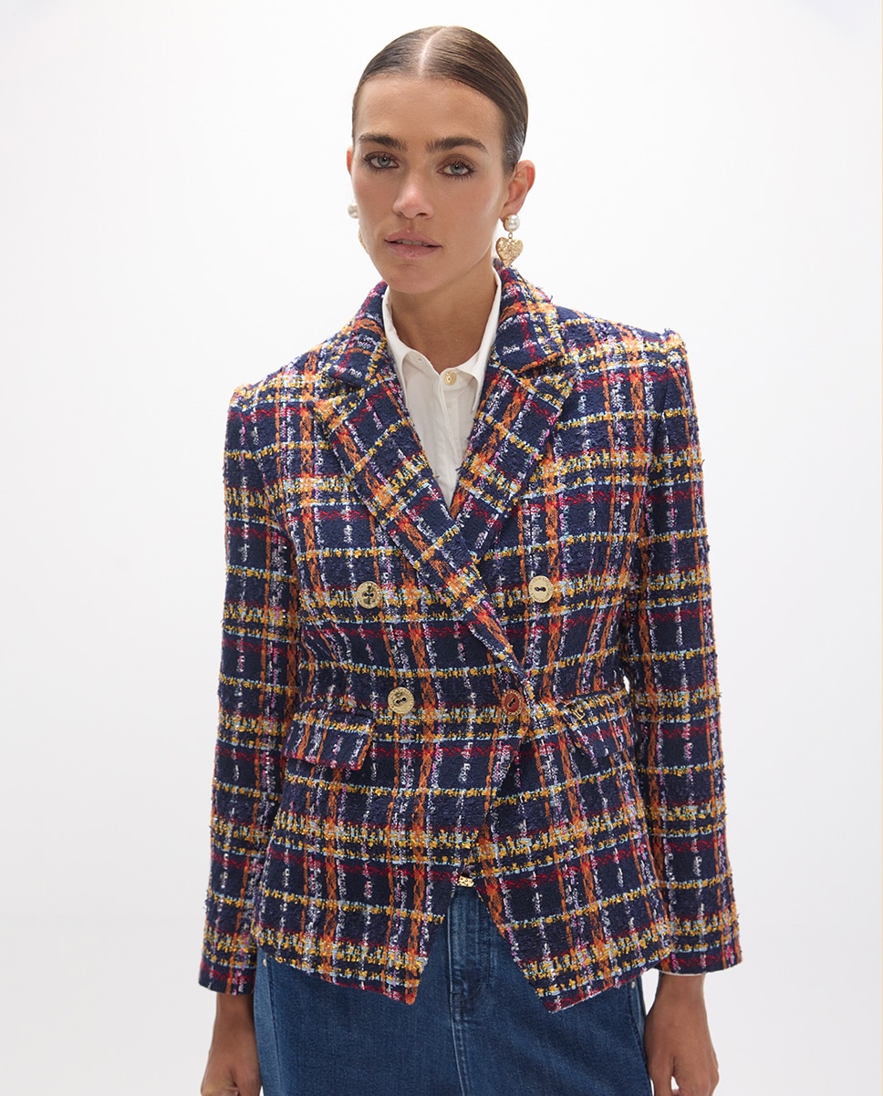 Americana de mujer tweed cierre cruzado - Lola Casademunt - Azul Azul-1