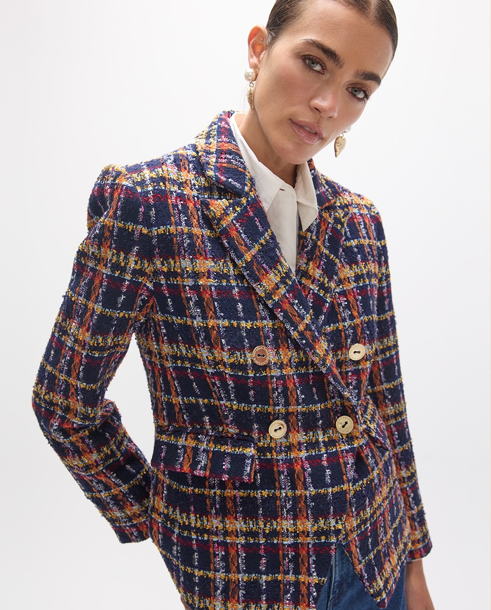 Americana de mujer tweed cierre cruzado - Lola Casademunt - Azul Azul-2