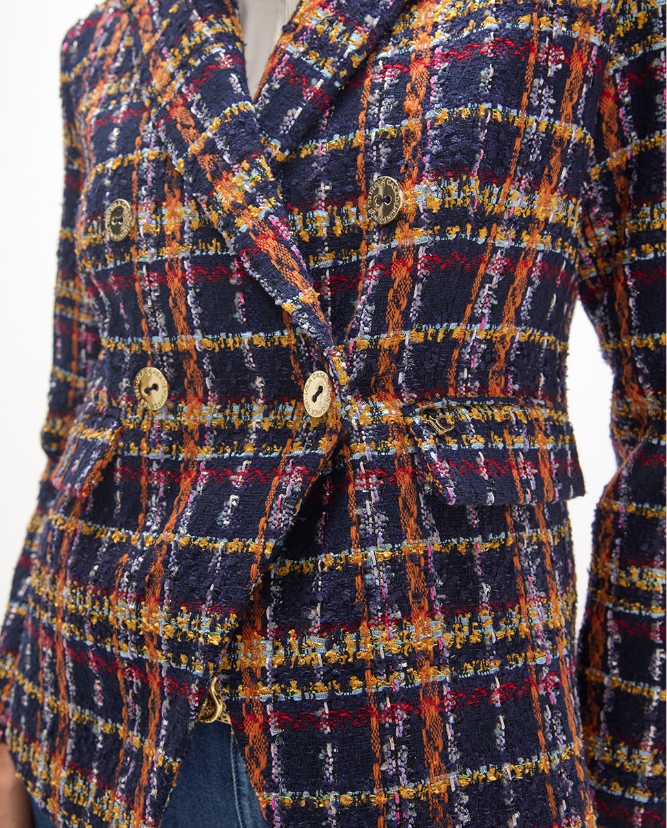 Americana de mujer tweed cierre cruzado - Lola Casademunt - Azul Azul-3