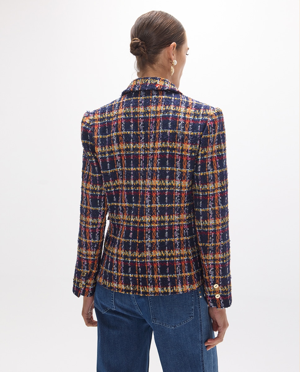 Americana de mujer tweed cierre cruzado - Lola Casademunt - Azul Azul-4
