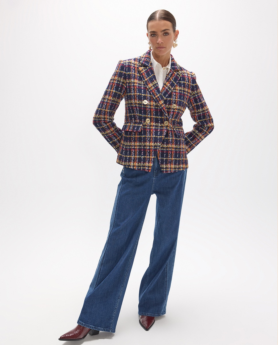 Americana de mujer tweed cierre cruzado - Lola Casademunt - Azul Azul-5