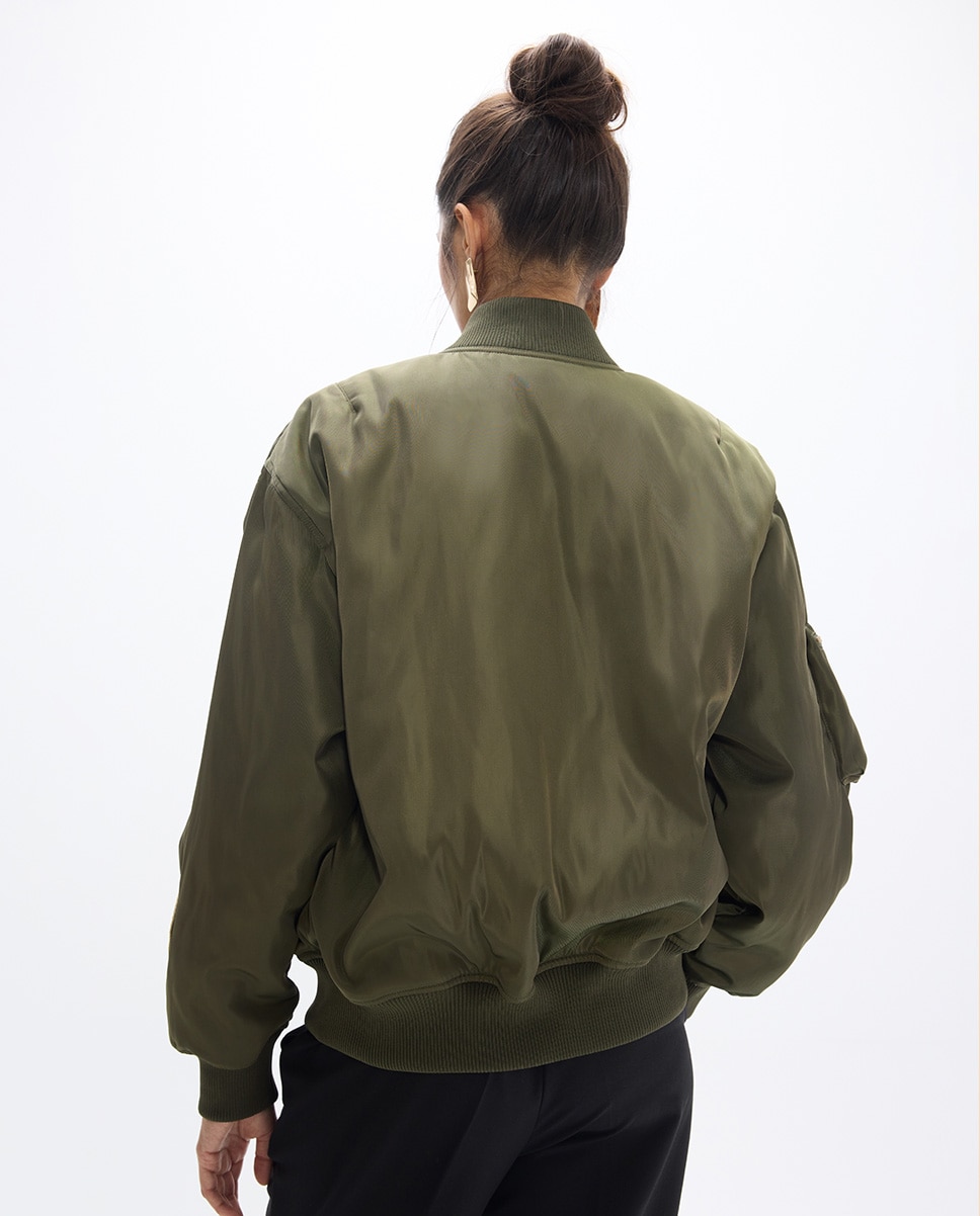 Cazadora bomber de mujer estilo militar parches - Lola Casademunt - Verde militar Verde militar-5