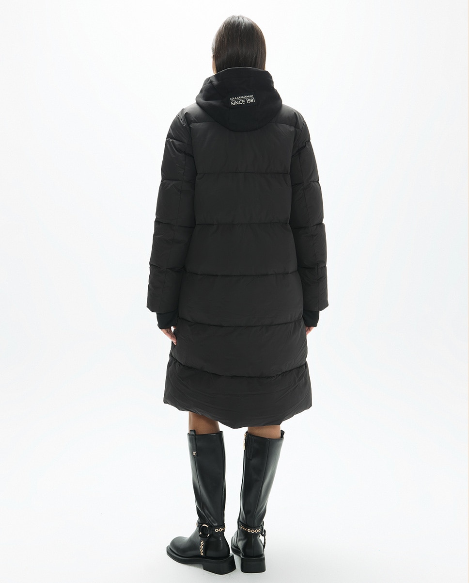 Plumífero de mujer largo con capucha circular - Lola Casademunt - Negro Negro-6