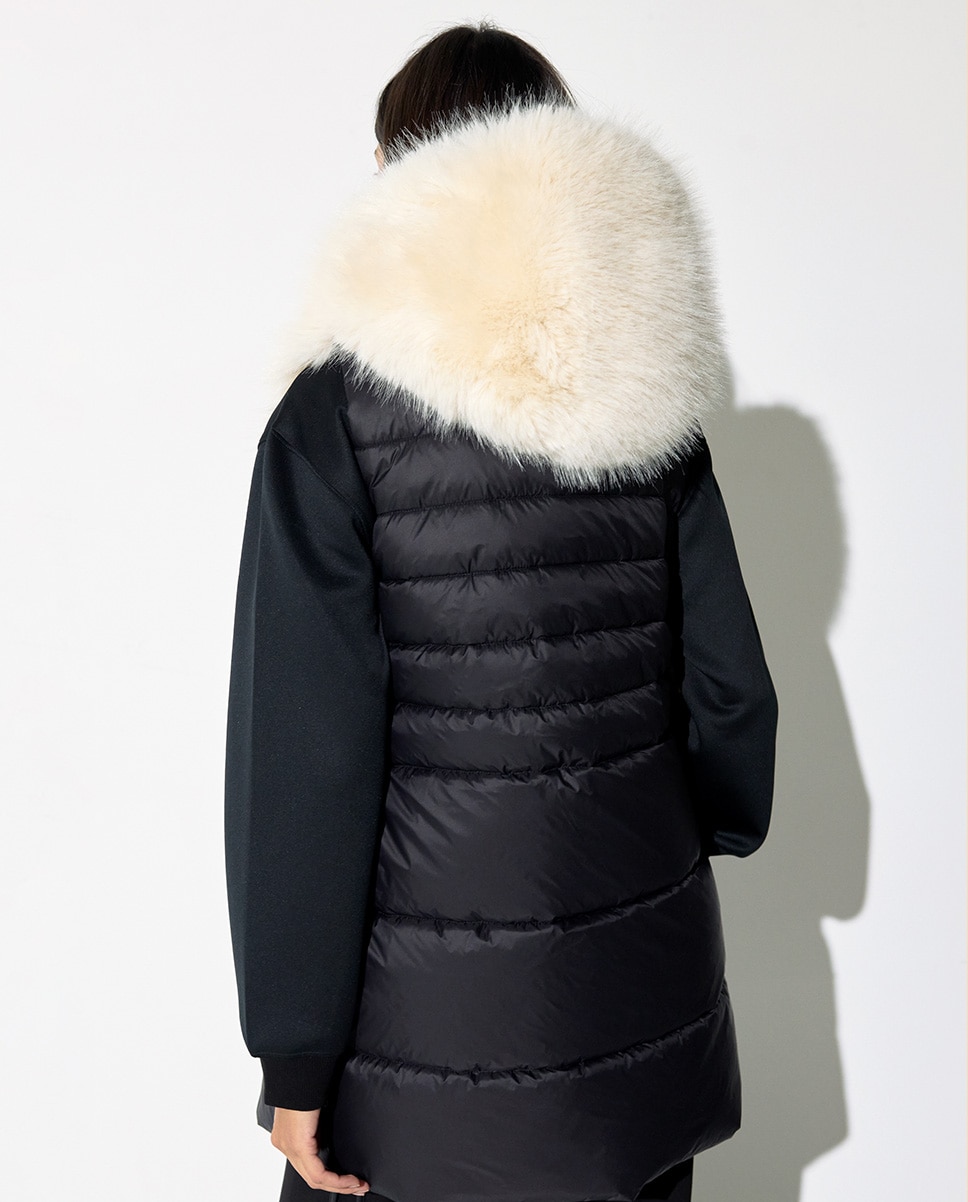 Chaleco de mujer bicolor combinado nylon pelo - Lola Casademunt - Negro / Blanco Negro / Blanco-4