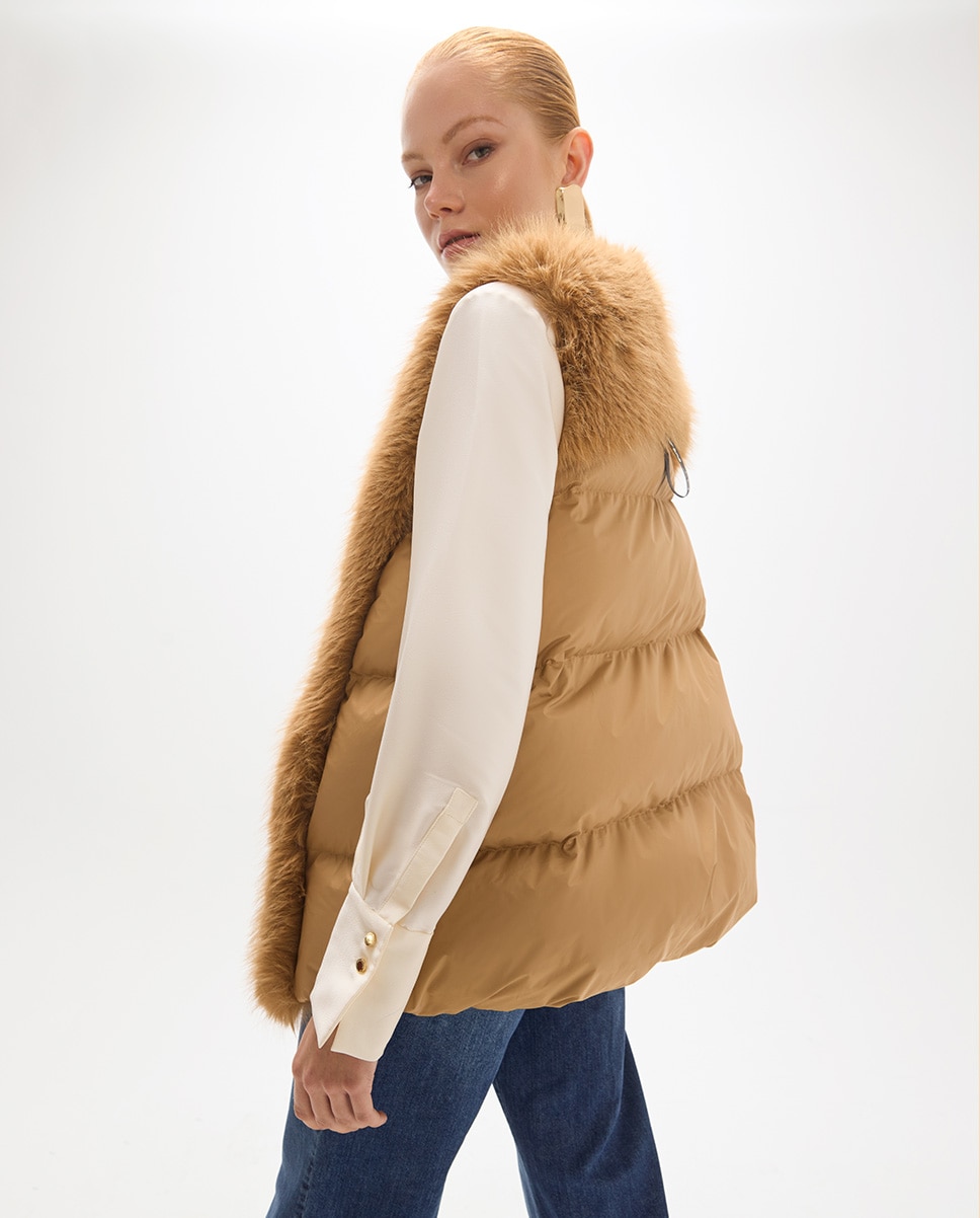 Acolchado de mujer combinado tipo biker - Lola Casademunt - Marrón claro Marrón claro-4
