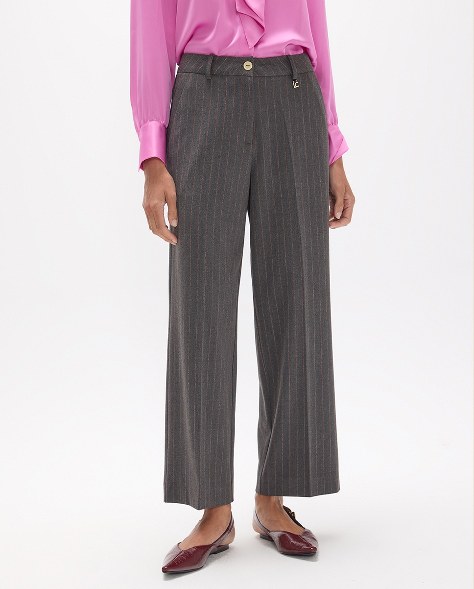 Pantalón de vestir de mujer con raya diplomática - Lola Casademunt - Gris Gris-2