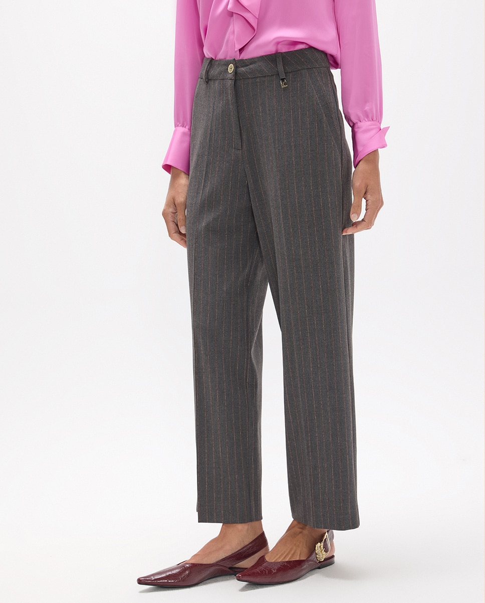 Pantalón de vestir de mujer con raya diplomática - Lola Casademunt - Gris Gris-3