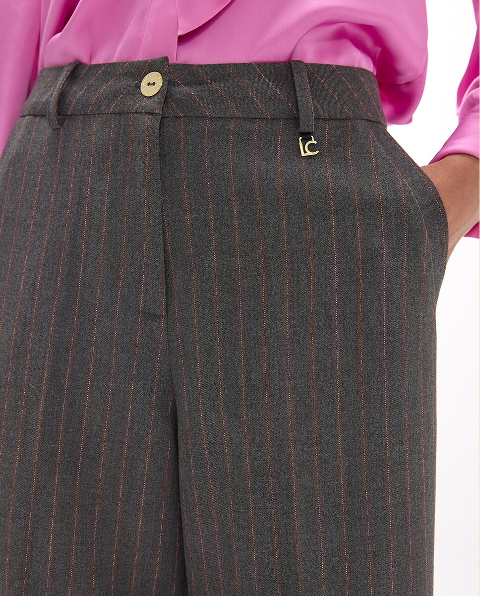 Pantalón de vestir de mujer con raya diplomática - Lola Casademunt - Gris Gris-4