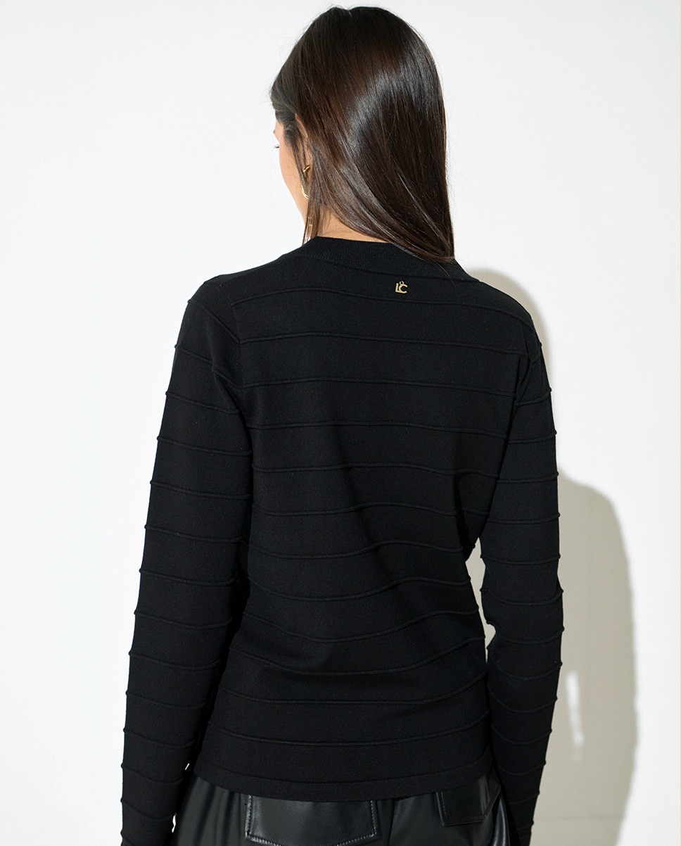 Jersey de mujer canesú transparente - Lola Casademunt - Negro Negro-3