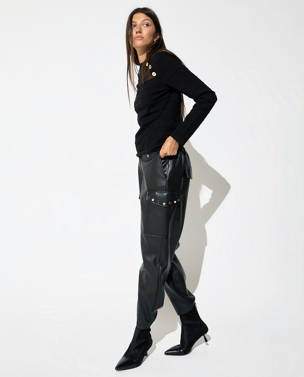 Jersey de mujer canesú transparente - Lola Casademunt - Negro Negro-5