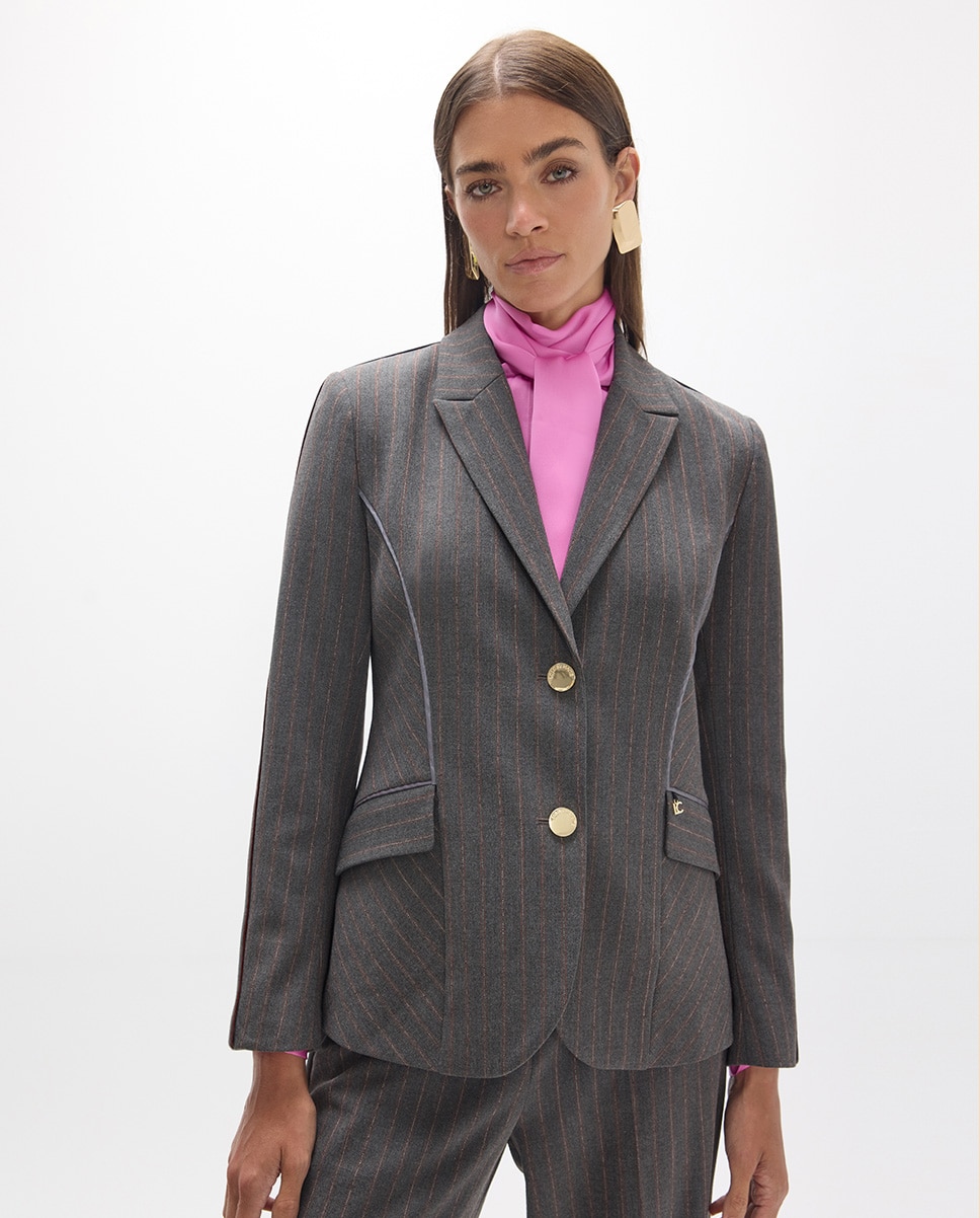 Americana de mujer recta raya diplomática - Lola Casademunt - Gris Gris-1