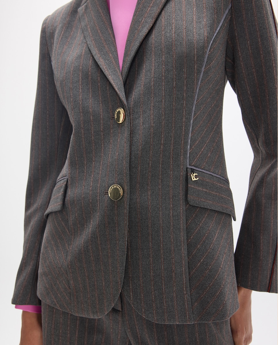 Americana de mujer recta raya diplomática - Lola Casademunt - Gris Gris-3
