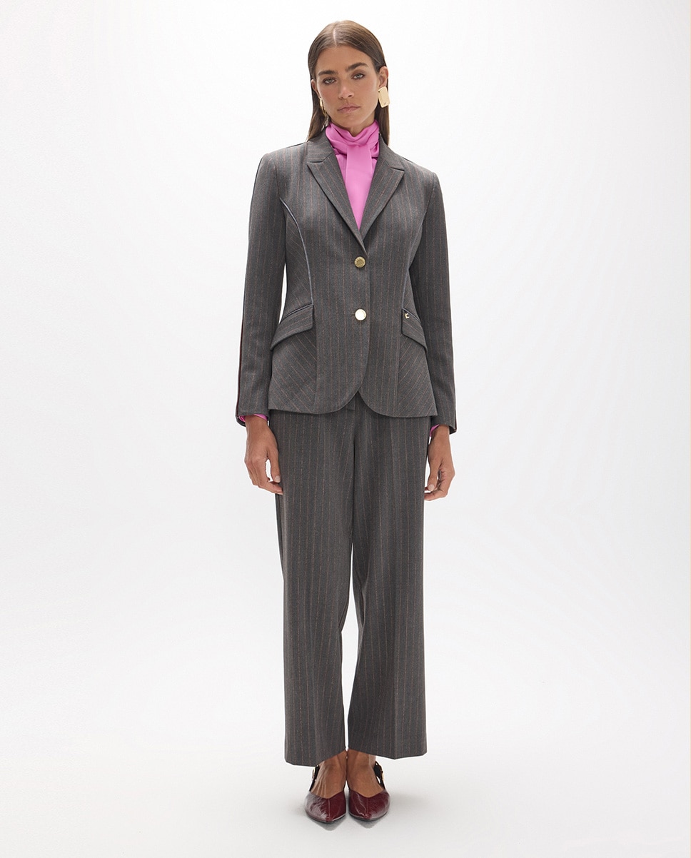 Americana de mujer recta raya diplomática - Lola Casademunt - Gris Gris-5