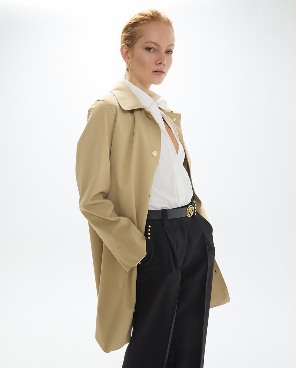 Gabardina de mujer técnica corte laser - Lola Casademunt - Beige Beige-3