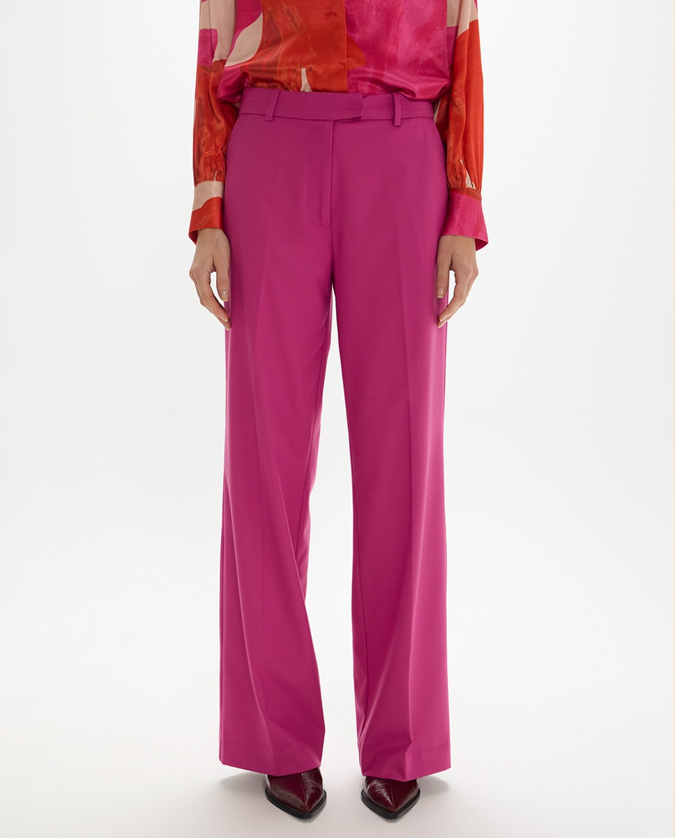 Pantalón recto de mujer fit alfons color sólido - Lola Casademunt - Rosa Rosa-2