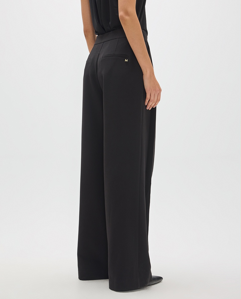 Pantalón recto de mujer tablas con hebilla y snaps 45a - Lola Casademunt - Negro Negro-5