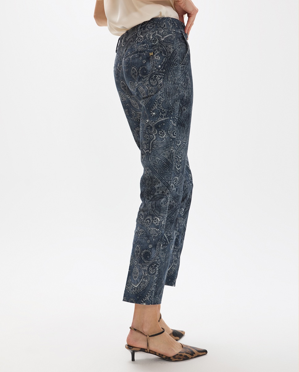Pantalón recto de mujer campanita tipo micro pana estampado - Lola Casademunt - Índigo Índigo-5