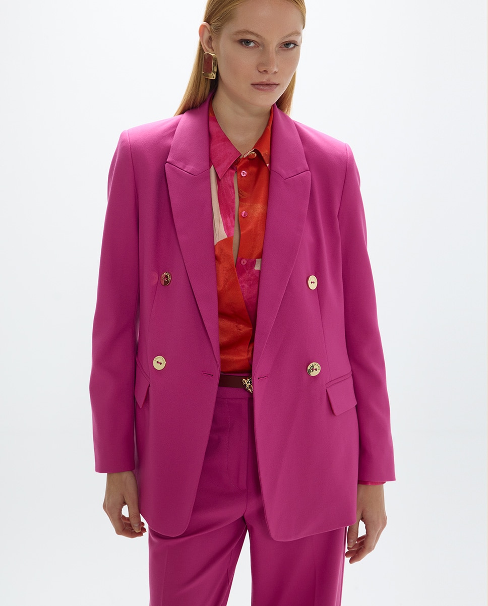 Americana de mujer cruzada básica - Lola Casademunt - Fucsia Fucsia-1