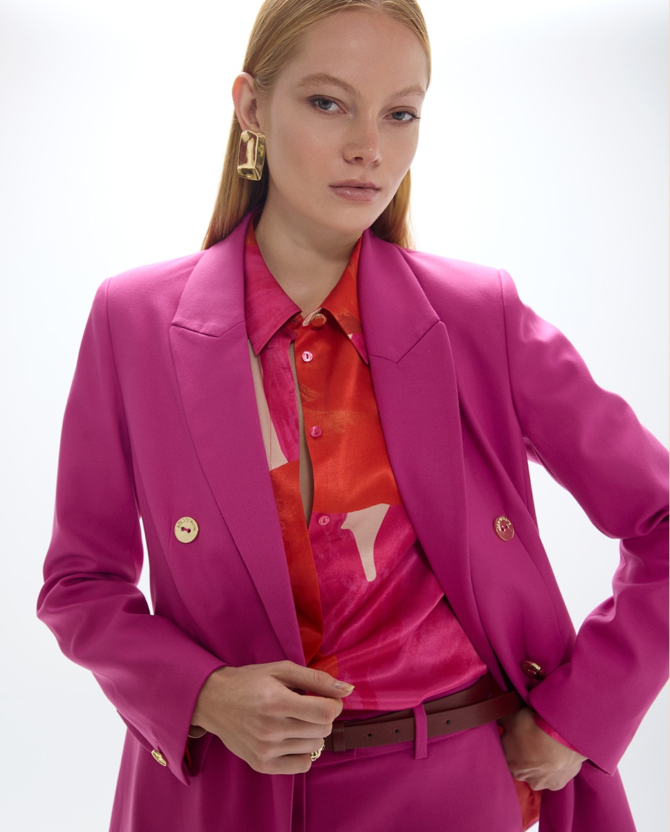 Americana de mujer cruzada básica - Lola Casademunt - Fucsia Fucsia-2