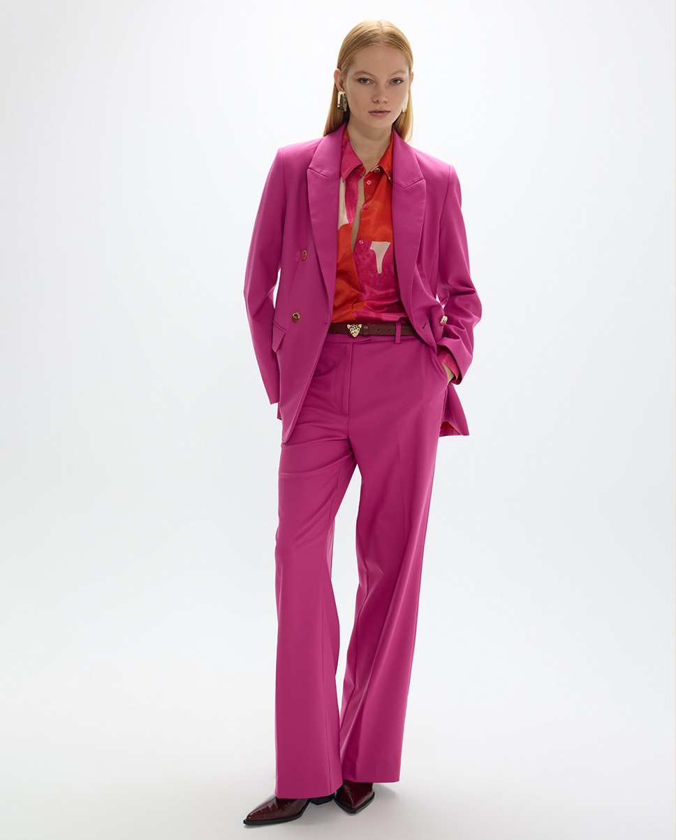 Americana de mujer cruzada básica - Lola Casademunt - Fucsia Fucsia-5