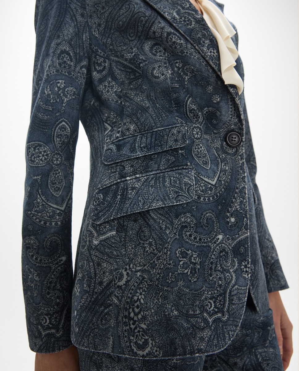 Americana de mujer micropana estampada paisley - Lola Casademunt - Azul índigo Azul índigo-3