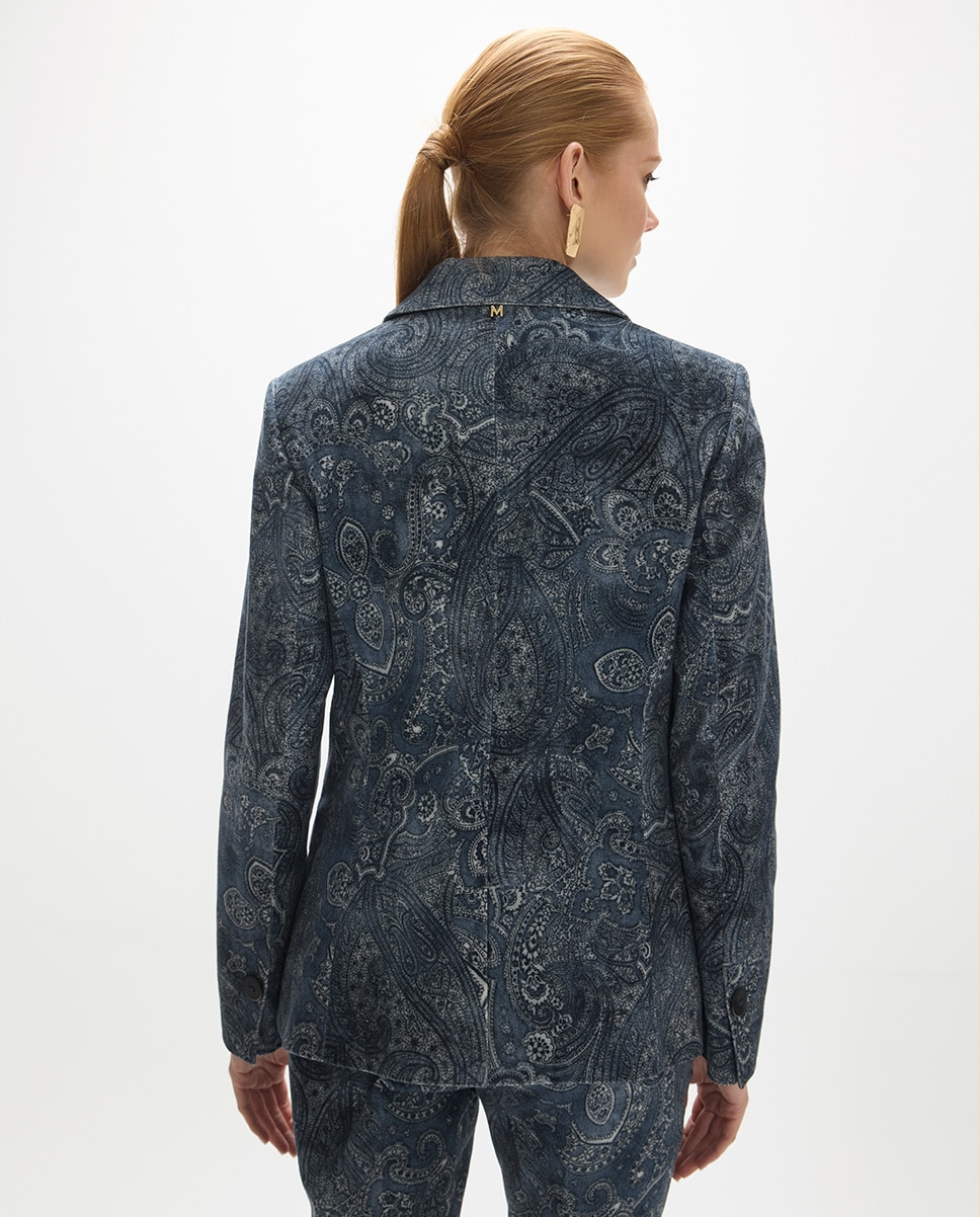 Americana de mujer micropana estampada paisley - Lola Casademunt - Azul índigo Azul índigo-4