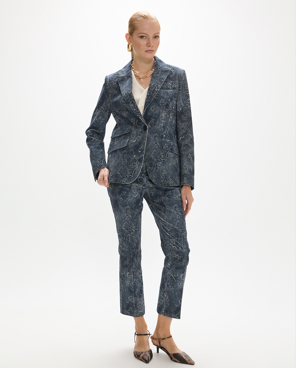 Americana de mujer micropana estampada paisley - Lola Casademunt - Azul índigo Azul índigo-5