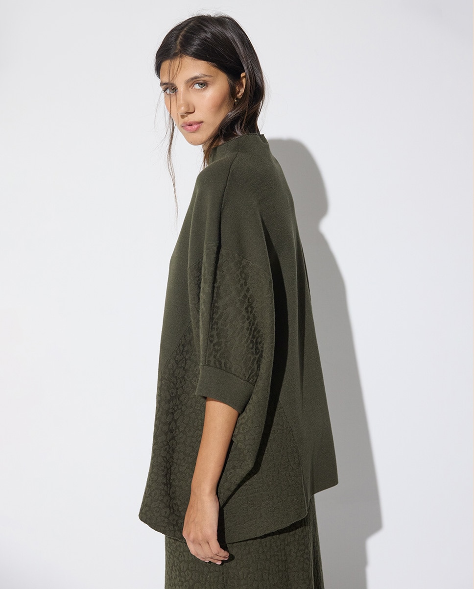 Jersey de mujer piezas jacquard leopardo - Lola Casademunt - Verde militar Verde militar-2