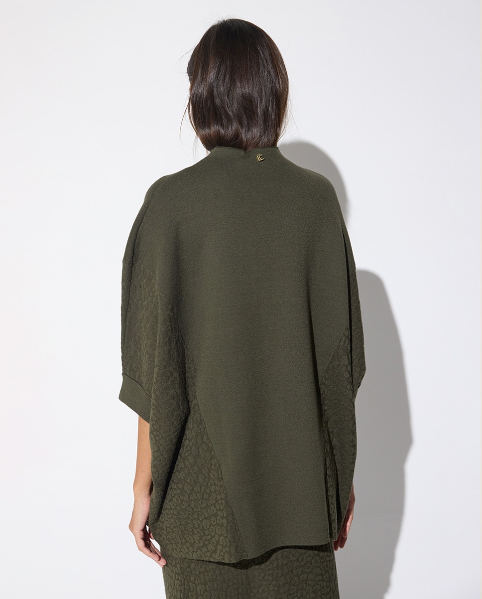 Jersey de mujer piezas jacquard leopardo - Lola Casademunt - Verde militar Verde militar-4
