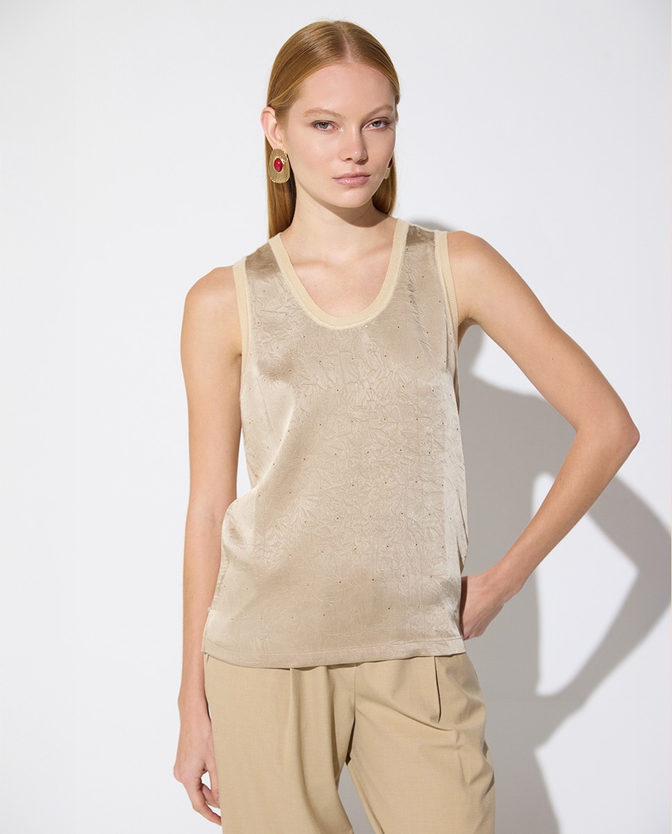 Top de mujer bimateria cristales - Lola Casademunt - Natural Natural-1