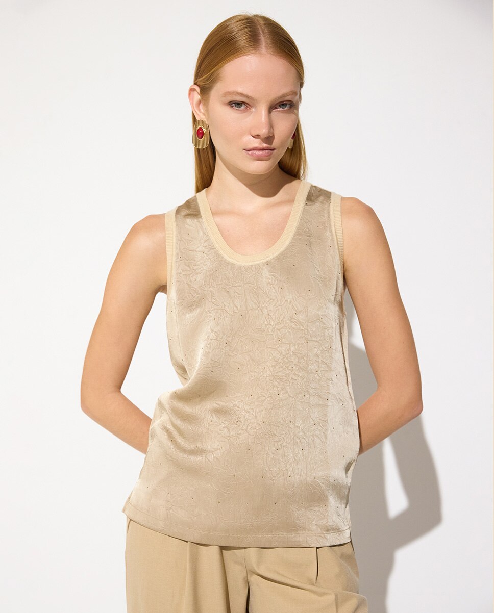 Top de mujer bimateria cristales - Lola Casademunt - Natural Natural-2