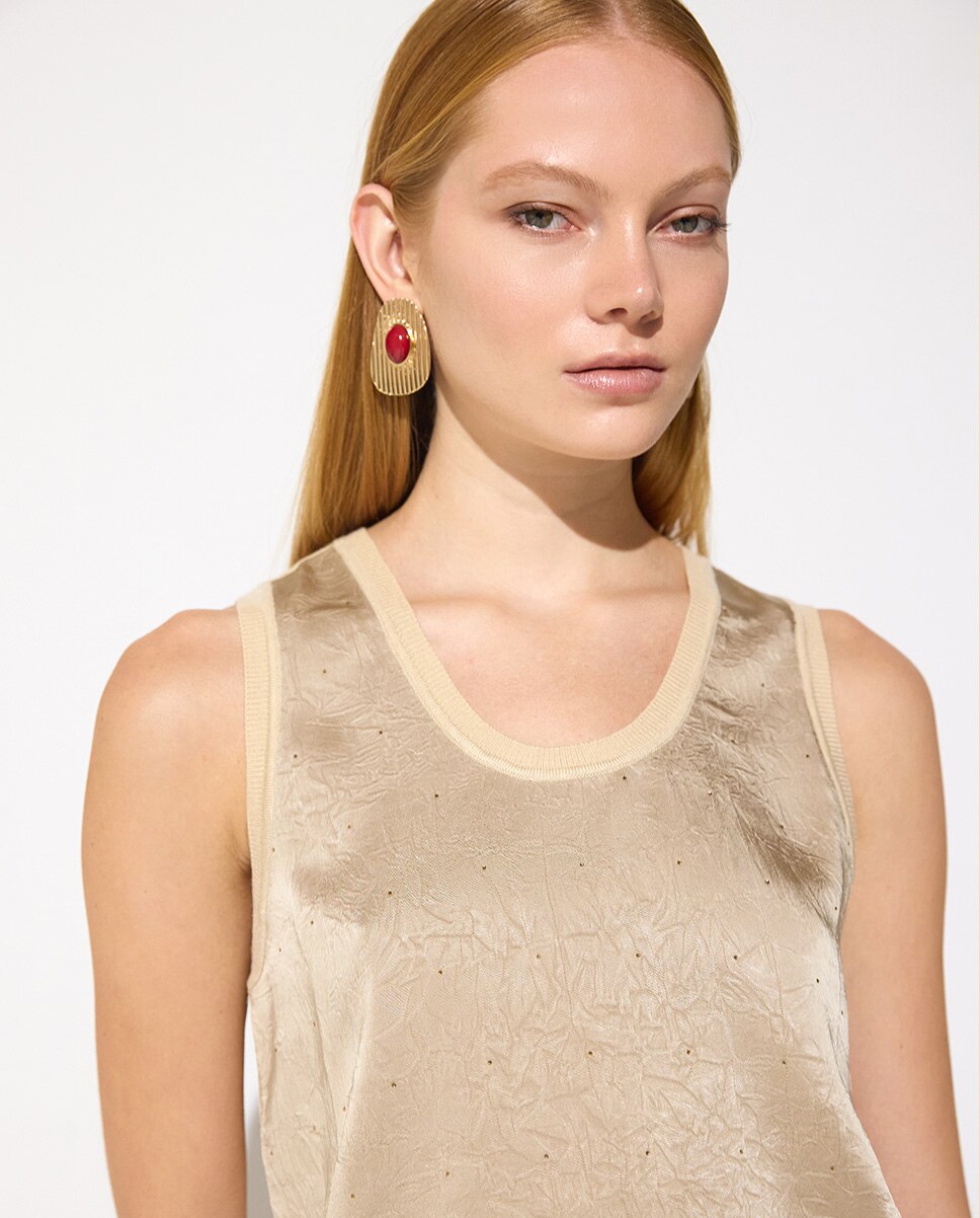 Top de mujer bimateria cristales - Lola Casademunt - Natural Natural-4
