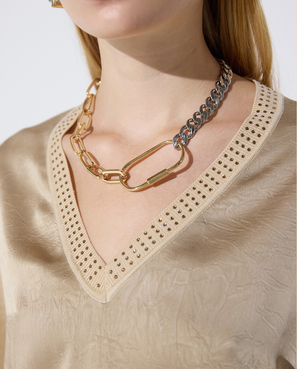 Jersey de mujer bimateria delantero cristales - Lola Casademunt - Natural Natural-3