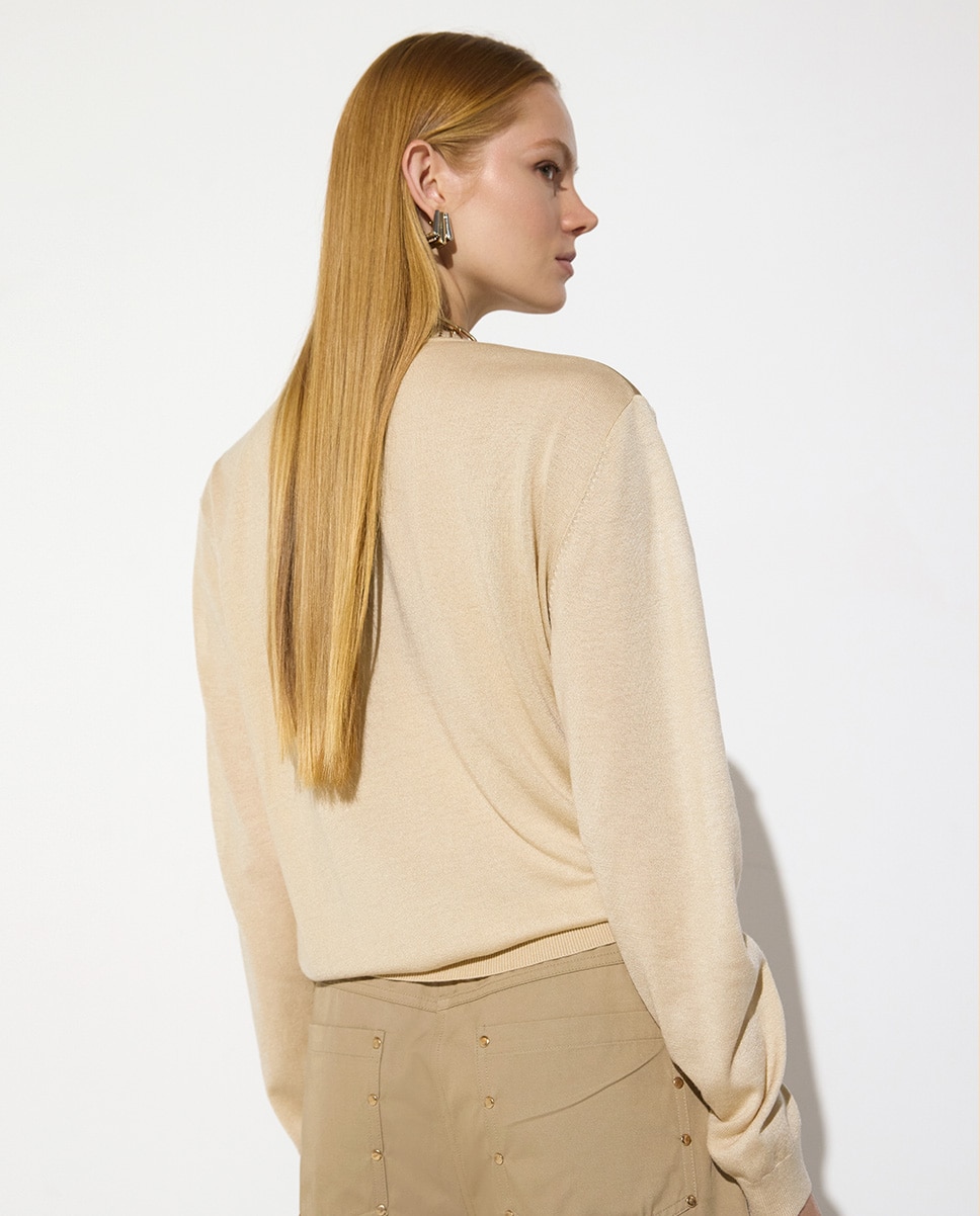 Jersey de mujer bimateria delantero cristales - Lola Casademunt - Natural Natural-4