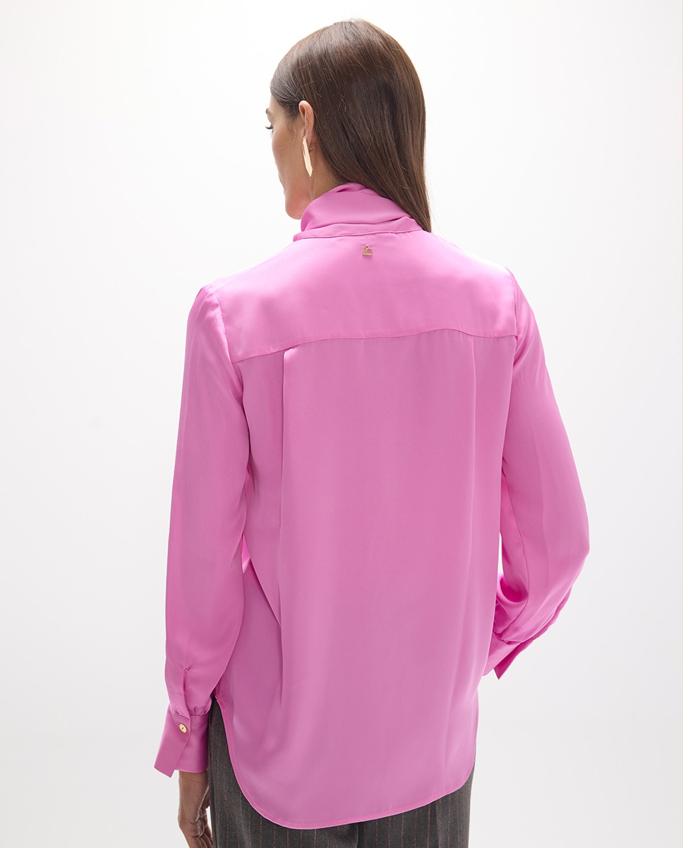 Camisa de mujer fluida lazada en cuello 45a - Lola Casademunt - Rosa Rosa-5