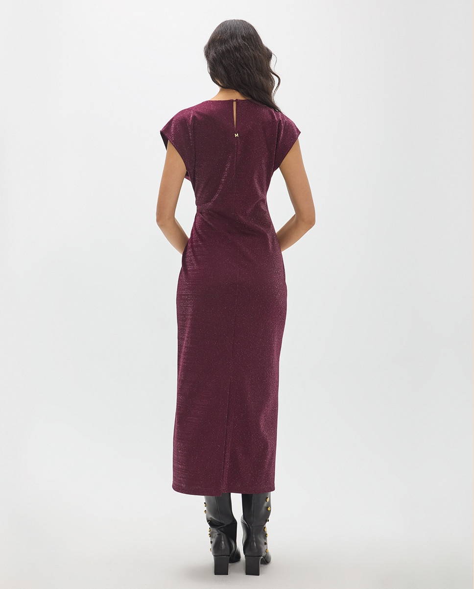 Vestido midi de punto roma con lurex y pieza dorada en el centro - Lola Casademunt - Vino Vino-3