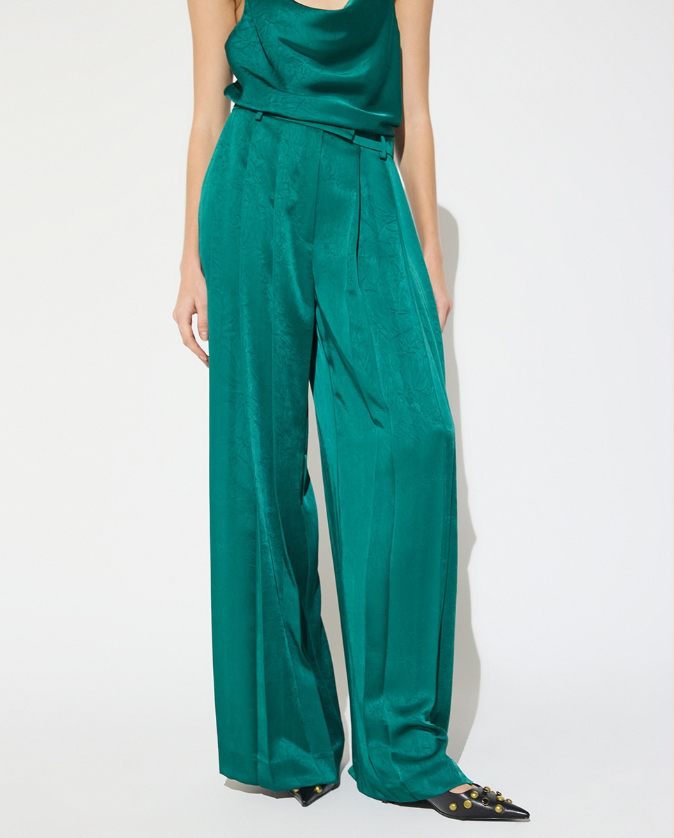 Pantalón ancho de mujer crepe doble tablas - Lola Casademunt - Esmeralda Esmeralda-2