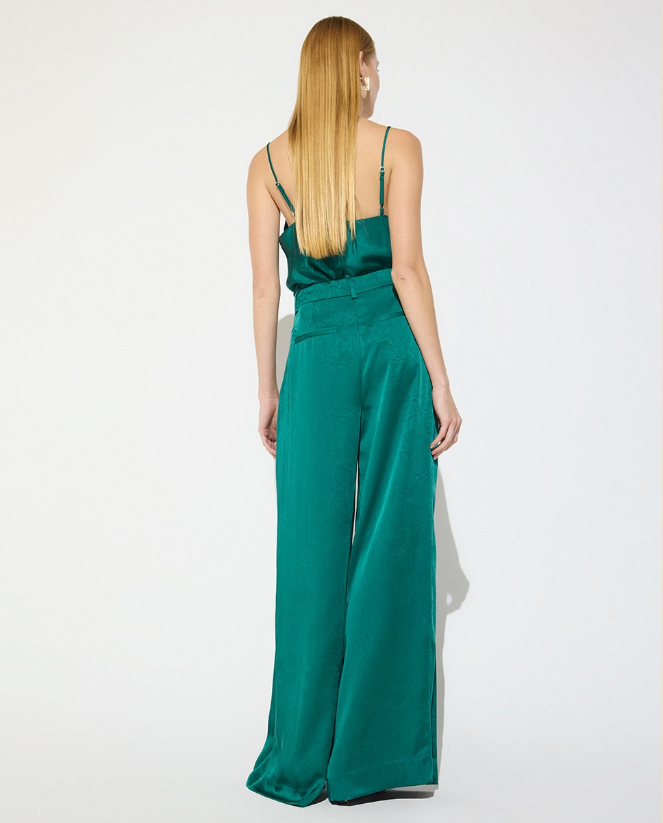 Pantalón ancho de mujer crepe doble tablas - Lola Casademunt - Esmeralda Esmeralda-5