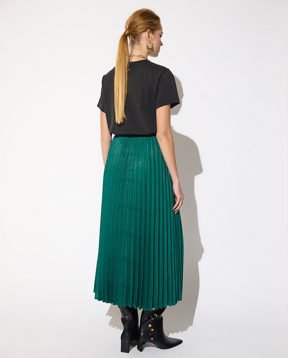 Falda midi fit plisada en satén - Lola Casademunt - Esmeralda Esmeralda-4