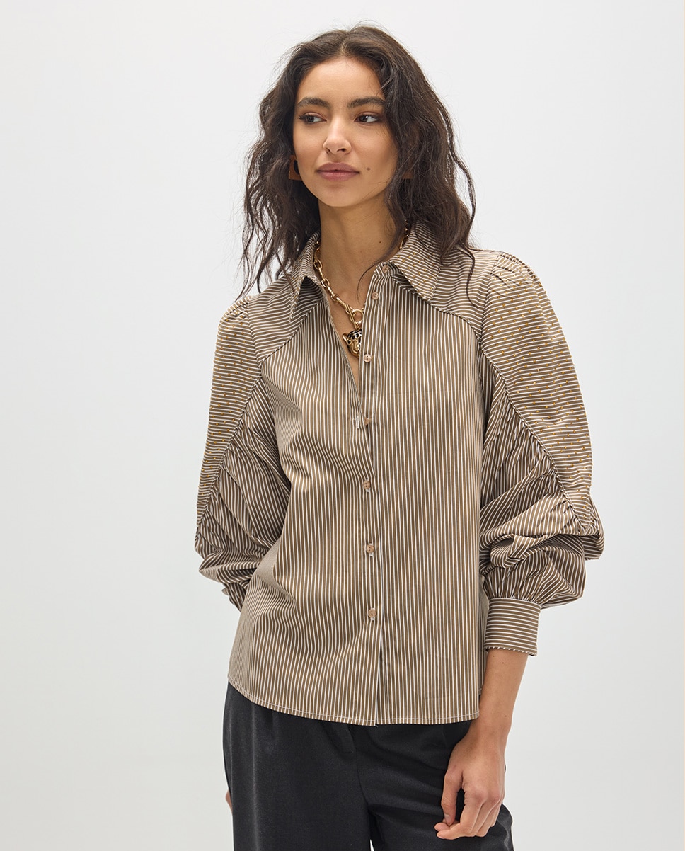 Camisa de mujer de rayas con strass a tono - Lola Casademunt - Tierra Tierra-1