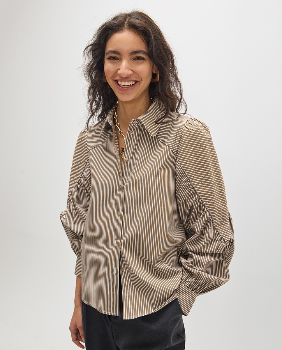 Camisa de mujer de rayas con strass a tono - Lola Casademunt - Tierra Tierra-2