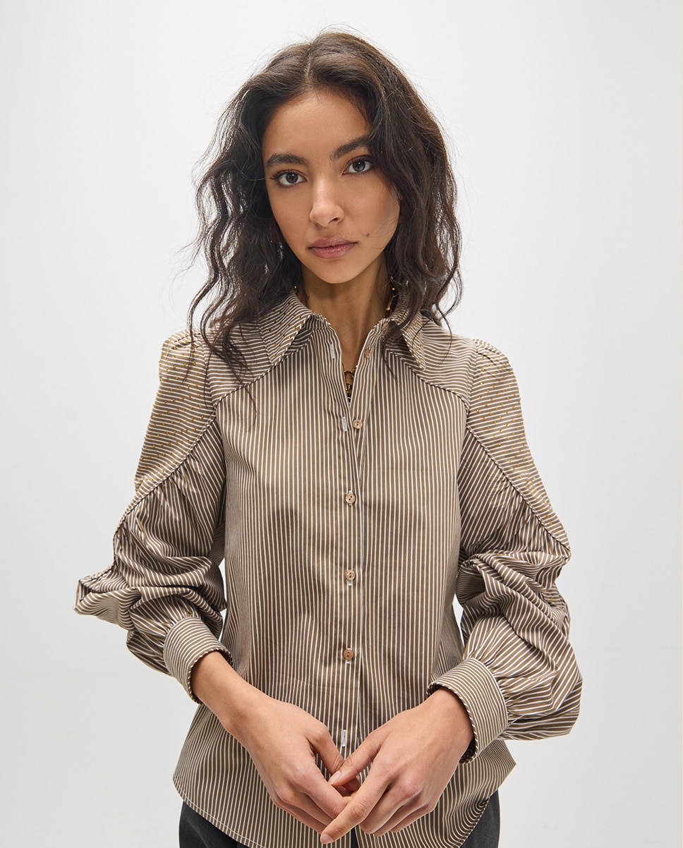 Camisa de mujer de rayas con strass a tono - Lola Casademunt - Tierra Tierra-3