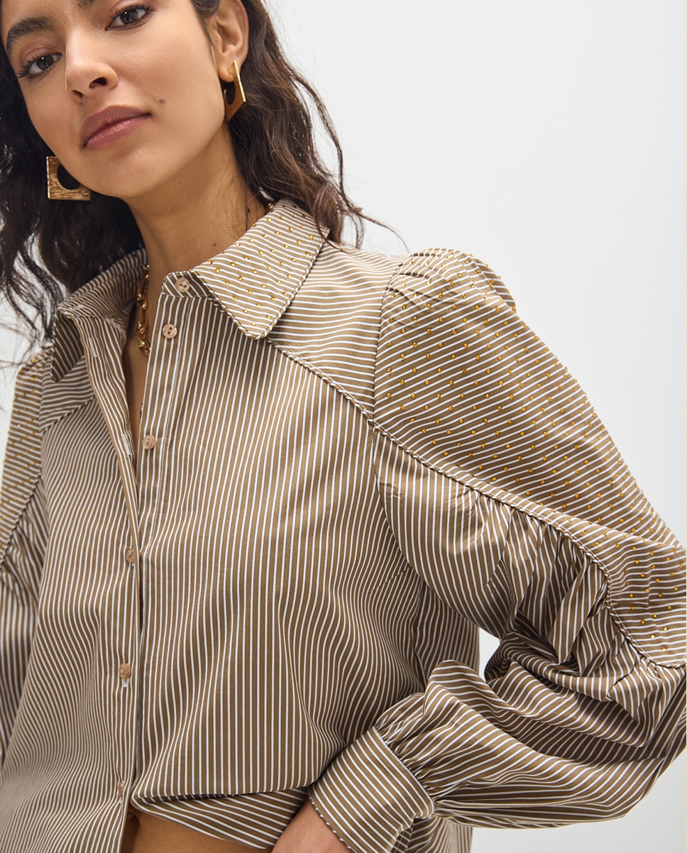 Camisa de mujer de rayas con strass a tono - Lola Casademunt - Tierra Tierra-4