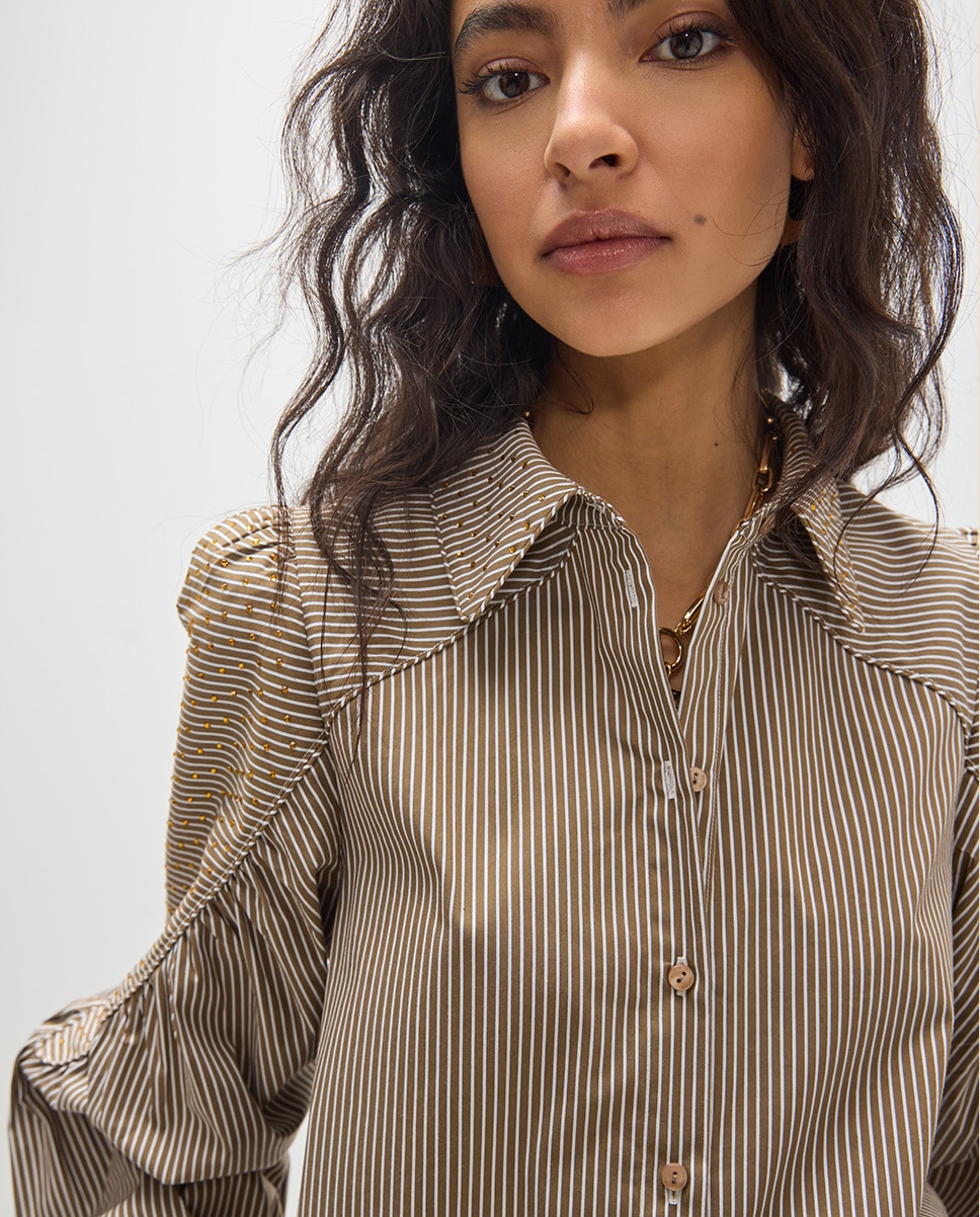 Camisa de mujer de rayas con strass a tono - Lola Casademunt - Tierra Tierra-5