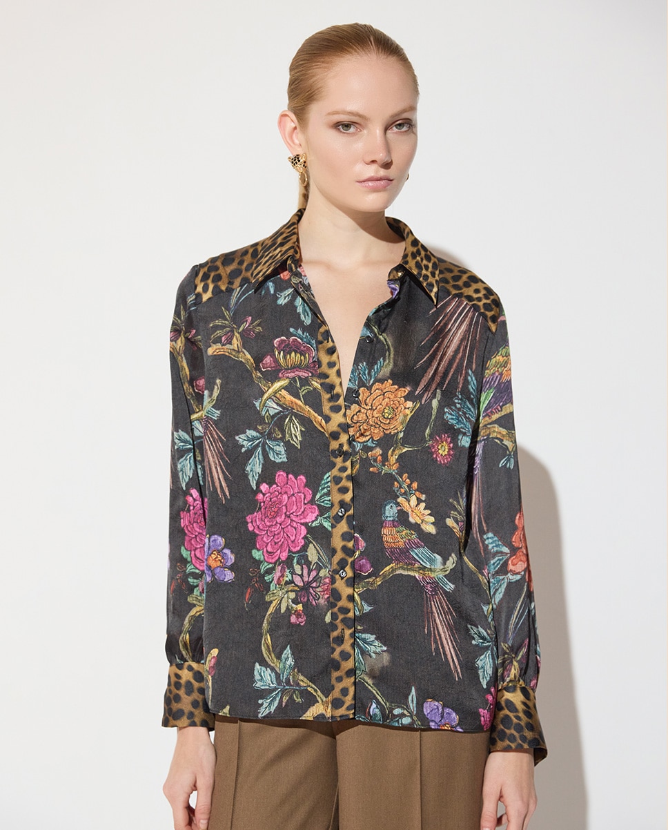 Camisa de mujer regular combinación estampados 45a - Lola Casademunt - Multicolor Multicolor-1
