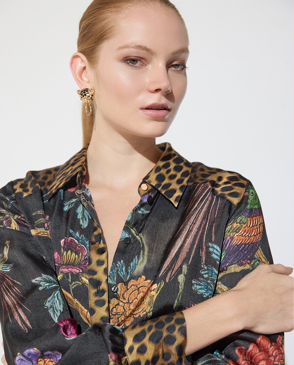 Camisa de mujer regular combinación estampados 45a - Lola Casademunt - Multicolor Multicolor-3