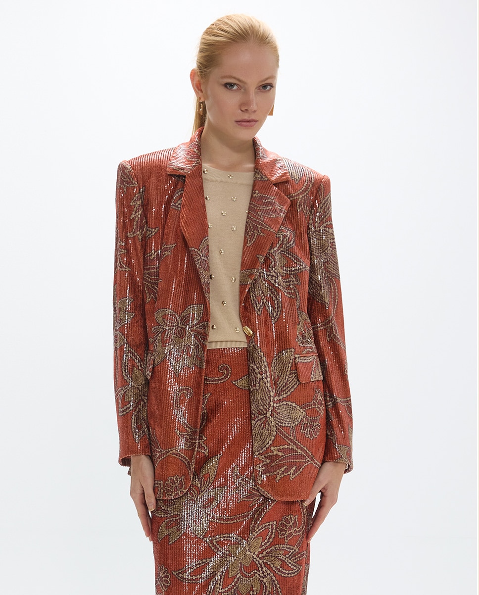 Americana de mujer lentejuela motivo floral - Lola Casademunt - Nuez Nuez-1